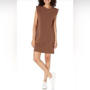 The Drop NWT Mariana Strong Shoulder Dress Sz L in Coffee Bean